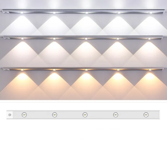 Modern kitchen hood with light interior on a white background