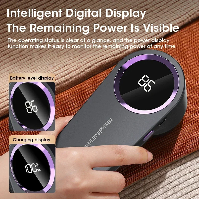 Rechargeable Fabric Shaver & Lint Remover — LED Display